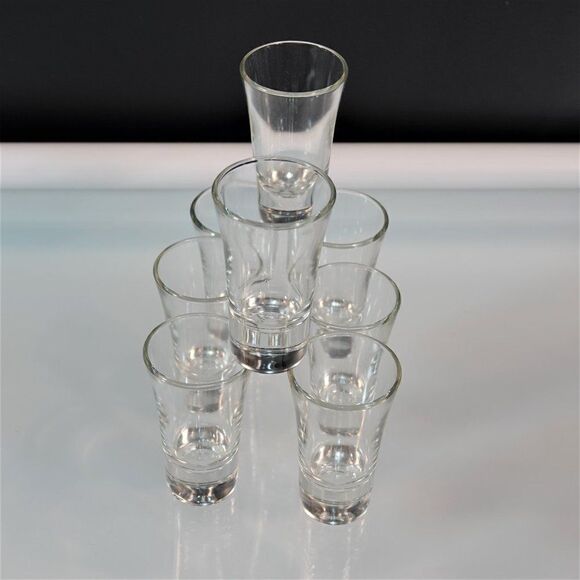 Tequila Shooter 8 Shot Glasses Clear Glass Thick - Picture 8 of 10